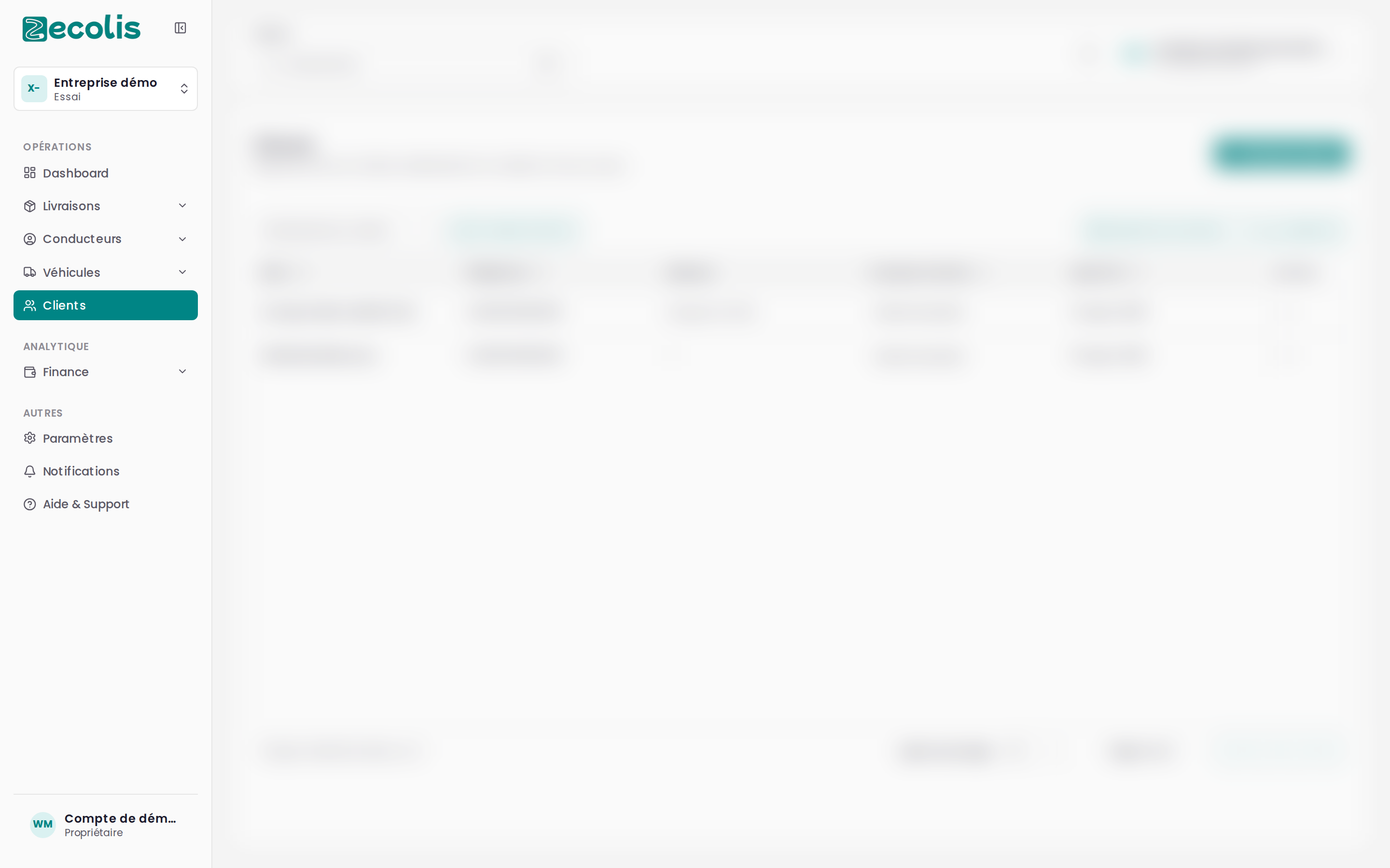 Liste des clients dans l'espace Entreprise ZeColis